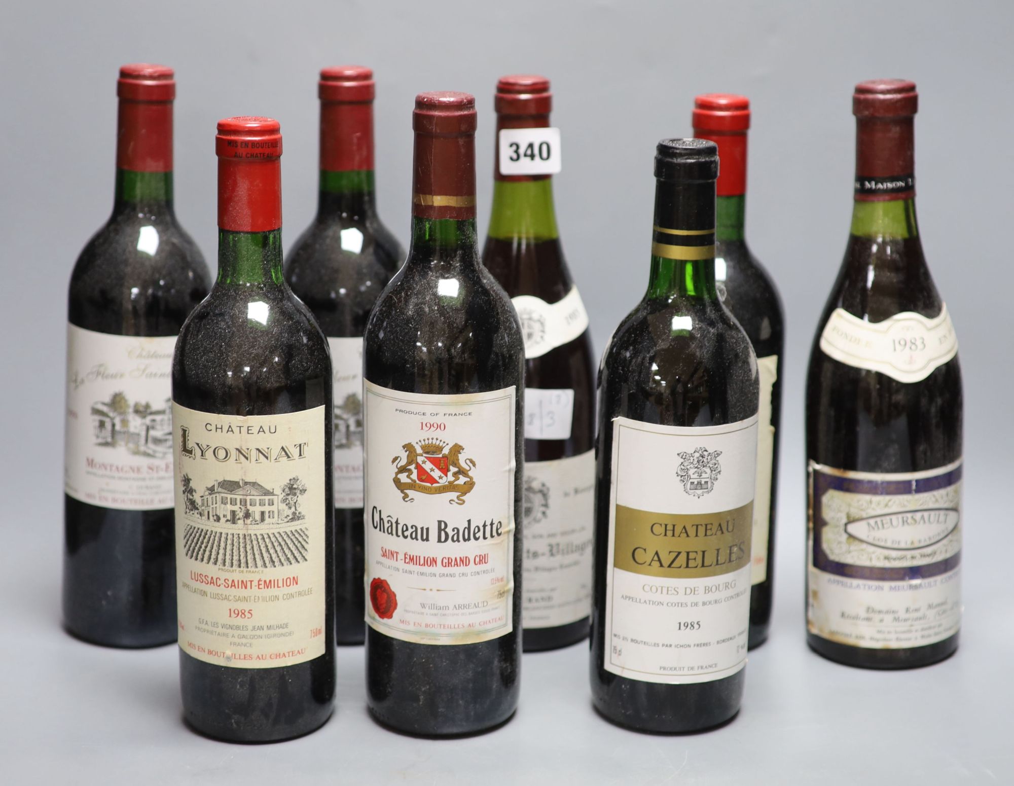 Eight assorted wines including Saint Emilion